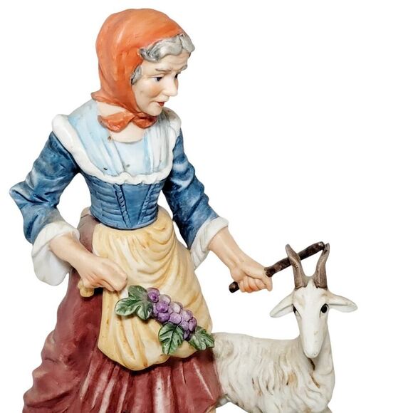 LEFTON Hand-Painted Woman & Goat The Goat Lady Porcelain Figure #2314 - Picture 5 of 9